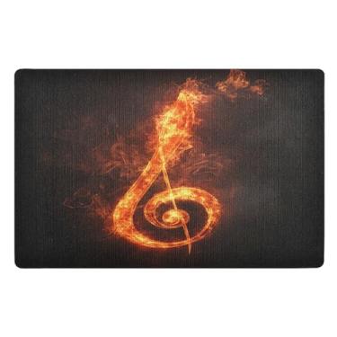 Imagem de STAYTOP Tapete de porta Flame Note para entrada externa 81 x 50 cm, tapete de boas-vindas ao ar livre/interno, tapetes de banho fofos, capacho frontal antiderrapante para entrada, pátio, áreas de alto