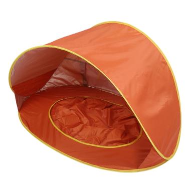 Imagem de Jectse Tenda de Praia Pop-up, Proteção Solar UV50+ à Prova de, Abrigo Portátil para Praia para Bebês Com Bolsos de Armazenamento Internos e Piscina para Bebês Embutida, para (ORANGE)