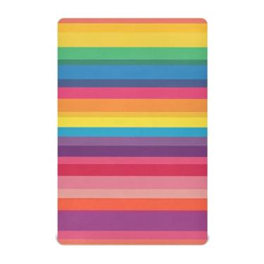 Imagem de STAYTOP Lindo lençol de berço com listras coloridas para meninos e meninas, lençol com elástico para berço padrão e colchão infantil, de microfibra supermacia, 132 x 71 cm