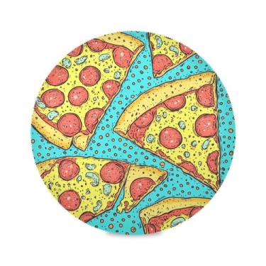 Imagem de CEBUGI Jogo americano redondo de 39 cm, conjunto de 4 fatias de pizza, laváveis e resistentes ao calor, tapetes antiderrapantes para decoração de mesa interna e externa