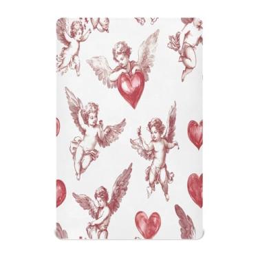 Imagem de STAYTOP Lençóis de berço Love Cupid para meninos e meninas, lençol com elástico para berço padrão e colchão infantil, lençol de microfibra supermacia, 99 × 69 × 5 cm