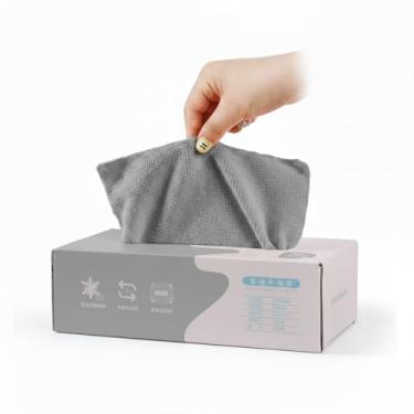 Imagem de Pano de Limpeza Microfibra, Kit 20 Panos de Microfibra Multiuso com Caixa Dispenser, 20x20cm, Alta Absorção, Lavável, Reutilizável, Sem Fiapos Pelinhos Não Risca (Cinza)