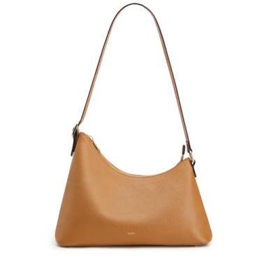 Imagem de Kattee Bolsa de ombro feminina moderna, bolsas e bolsas Hobo de couro, bolsa de trabalho curvada com bolsos para cartão, Marrom