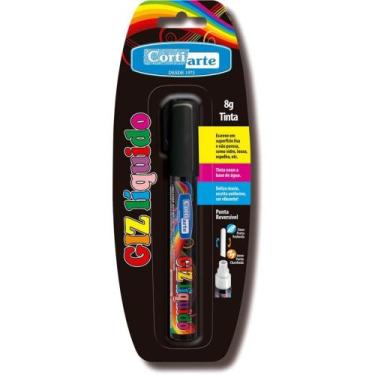 Imagem de Giz Líquido Preto 5MM 8G Ponta Dupla Blister - Cortiarte