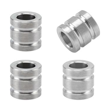 Imagem de FINGERINSPIRE 4 peças de contas de paracord 1 x 1 cm cor platina contas de titânio para fabricação de pulseiras, colunas, ao ar livre, durável, acessórios DIY com orifício central liso de 6 mm