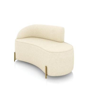 Imagem de Sofá 2 Lugares Orgânico 140cm Pé Dourado Morgan Linho Bege D03 - D'rossi