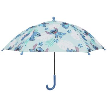 Imagem de Disney Stitch Guarda-chuva infantil, guarda-chuva de chuva de folha tropical com moldura durável e alça curva, azul