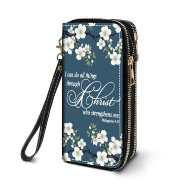 Imagem de FVAENDHIO Carteira feminina de grande capacidade de couro PU com zíper duplo, bolsa de mão multifuncional com alça de pulso removível para smartphone/moeda/cartão/dinheiro, arte em aquarela Pug