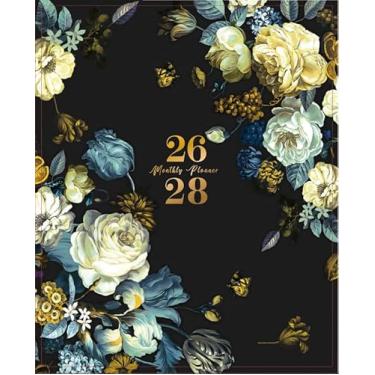 Imagem de Agenda mensal 2026-2028 - 2 anos 2026-2028, julho de 2026 - junho de 2028, 23 x 28 cm com abas revestidas, bolso interno