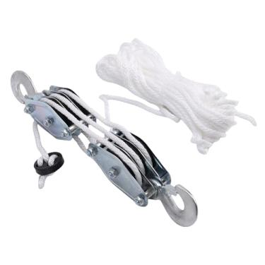 Imagem de Generic de Polia de Bloqueio e Equipamento, Talha de Polia de Corda de 3 Rodas Com Potência de Elevação 6:1, Resistência à Ruptura de 2.200 Libras, Corda de 15 M para Caça Em Garagem,