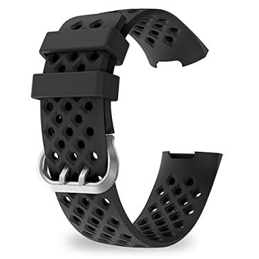 Imagem de ZEZEFUFU Pulseira de silicone de 23 mm/0,9 polegadas, pulseira de relógio, acessórios de substituição para Fitbit (Charge 3 4), Sem Pedra Preciosa