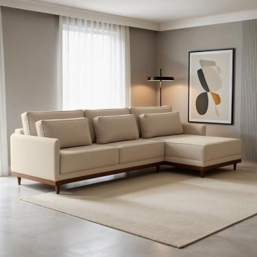 Imagem de Sofá Living 300cm Chaise Lado Direito Artheus Bege