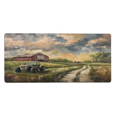 Imagem de Tapete de mouse com paisagem retrô grande fazenda à prova d'água para computador estendido tapete protetor de mesa antiderrapante base de borracha para escritório, computador, teclado, laptop e mesa