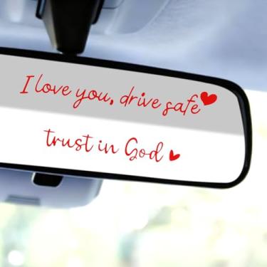 Imagem de Goktvai 5 Autocolantes para Espelho Retrovisor Amo-Te Conduz em Segurança Confia em Deus, Engraçados Autocolantes Cristãos Automóveis para Homens e Mulheres (Vermelho)