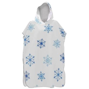 Imagem de Joisal Aquarela Floco de Neve Azul Branco Surf Poncho Trocador para Adul Plus Size Adulto Ponchos para Mulheres Praia Moletom Toalha Floral