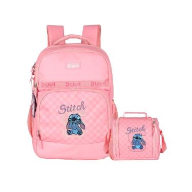 Imagem de Kit Escolar Lilo Stitch Mochila Costas + Lancheira Premium