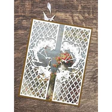 Imagem de Matrizes de corte de moldura de cartão envelope 3D para fazer cartões, moldura em forma de coração de pássaro, cortes, capa de cartão de convite, estêncil, modelo de gravação para artesanato