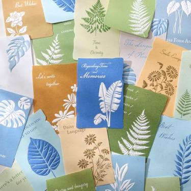 Imagem de Conjunto de 60 peças de papel decorativo de versículos botânicos, papel de artesanato estético em relevo, notas pequenas, 6 temas de cores para scrapbook, lixo, diário, agenda, etiquetas de presente