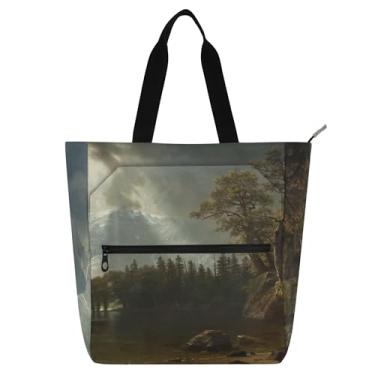 Imagem de Storm Sierra Nevada Albert Bierstadt sacola feminina lona trabalho faculdade escola bolsas fofas bolsas infantis livro amante presente
