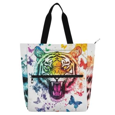 Imagem de GAIGEO Sacola de lona para crianças, mulheres, com zíper, escola, professor, viagem, trabalho, bolsa utilitária