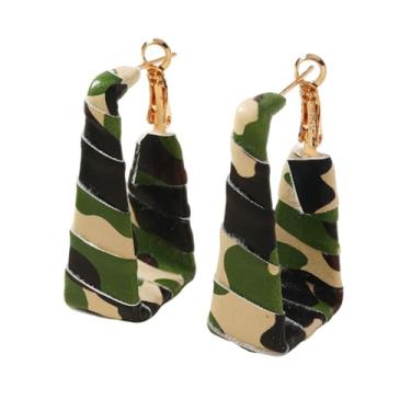 Imagem de Brincos de camuflagem para mulheres, leves, verde-militar, guepardo, leopardo, camuflado, pendurados, roupas, acessórios, presentes, veteranos, Medium, Liga de aço, Sem pedra preciosa