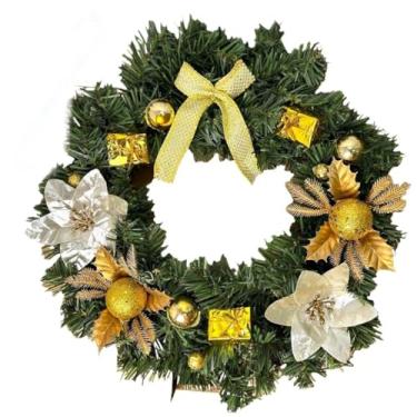 Imagem de Guirlanda De Natal Grande Decorada 40cm Com Flores LaçO Brilho Para Porta PeçA Central Para A Mesa De Jantar DecoraçãO De Parede DecoraçãO Para Lareira Guirlanda De Natal(Champgne)
