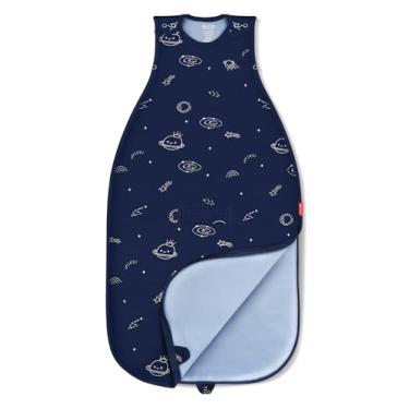 Imagem de HECCEI Saco de dormir para bebês de lã merino e algodão orgânico, saco de dormir para todas as estações, adequado para 2 a 24 meses (azul cosmos)