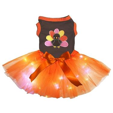 Imagem de Petitebella Rainbow Turkey Puppy Dog Dress (LED marrom/laranja, médio)