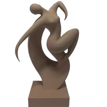 Imagem de Escultura Dança Decoração Elegância em Movimento - Abstrata Minimalista de Dança| Ideal para Sala de Estar, Escritório Moderno e Espaços de Yoga(Bege Caucassiano)