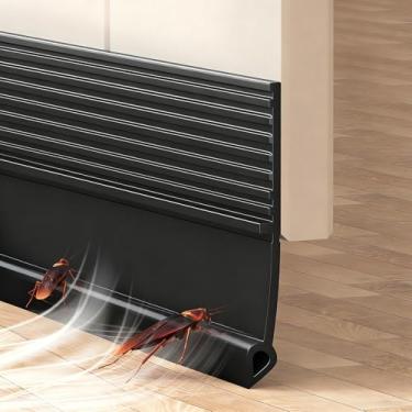 Imagem de Veda Porta Adesivo 100 cm, Protetor Veda Fresta Porta em TPE Superior/Macio com Isolamento Acústico, Contra Poeira, Insetos e Vento,Preto