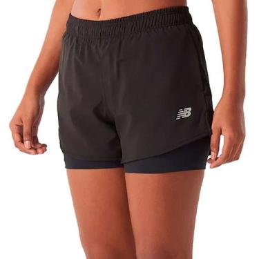 Imagem de Short Feminino New Balance Sport Essentials 2 em 1 Preto, Preto, GG