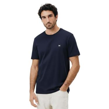 Imagem de Camiseta Básica Hering Masculina Regular World Com Bordado Azul Marinho-Masculino