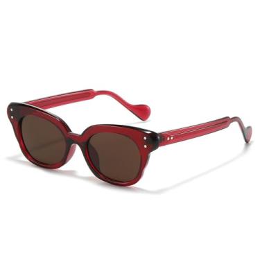 Imagem de Óculos de Sol UV400 - Lentes de Gelatina Olho de Gato Degradê para Homens e Mulheres, Ideais para Esportes ao Ar Livre, Corrida e Ciclismo, Cor Chá Vermelho