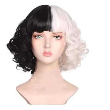 Imagem de Cruella deville traje preto dálmata macacão vestido meninas halloween 