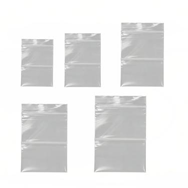 Imagem de YDJIANCAI 500 peças de mini bolsas transparentes com zíper duplo, 5 tamanhos sortidos, sacos plásticos pequenos, sacos com zíper de poliéster de 3,14 mm de espessura, transparentes para joias, contas