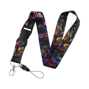 Imagem de Cordão Com Padrão De Lua Borboleta Para Chaves, Porta-Crachá, Chaveiro