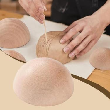 Imagem de UGPLM Ferramenta de prensa para pratos de cerâmica, meia-lua, portátil, para iniciantes, em madeira, para decoração de pratos e abajures, 10cm