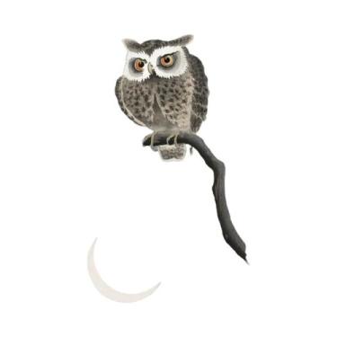 Imagem de Pintura Em Tela Vintage De Peixe Dourado, Lótus, Coruja E Grulla, Arte