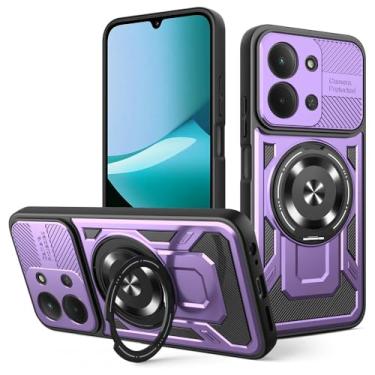 Imagem de Kukoufey Capa compatível com Xiaomi Poco C85 4G 25078PC3EE, compatível com REDMI 15C (171), suporte magnético giratório de 360 graus, capa de telefone antirqueda roxa