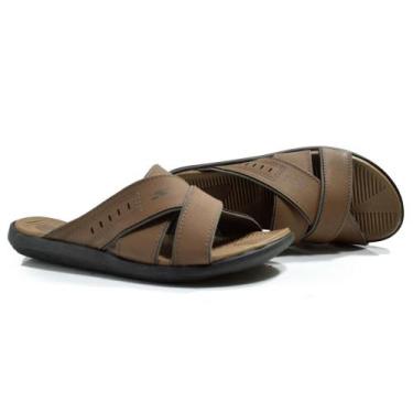 Imagem de Chinelo Slide de Couro Masculino Itapuã 10452, Marrom, 39