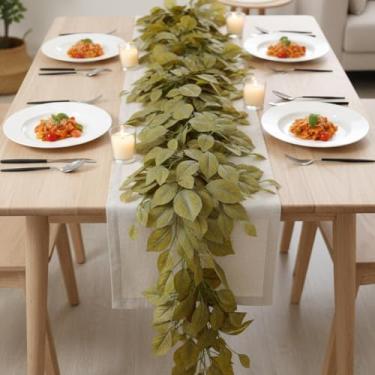 Imagem de Guirlanda de folhas de magnólia marrom, guirlanda de folhas artificiais de outono, guirlanda de folhas de magnólia, guirlandas artificiais realistas de folhas de magnólia, decorações de outono à prova