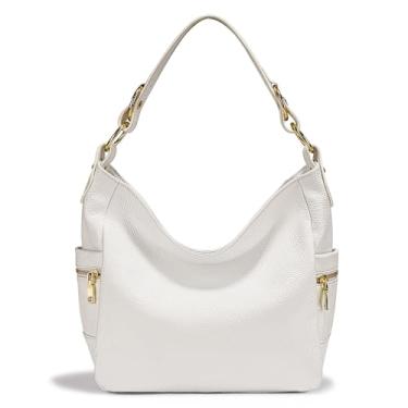 Imagem de zency Bolsa feminina fashion Tassels de couro legítimo com zíper e bolsa de ombro, Branco