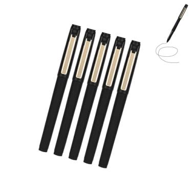 Imagem de GZBABY Caneta exclusiva, 5 peças, caneta de gel com barril fosco para escritório, tinta preta, refis de grande capacidade, 0,7 mm