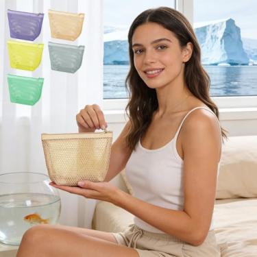 Imagem de Bolsa de armazenamento triangular de grande capacidade, pequenos sacos de malha com zíper, organizador de acessórios para chaveiro de perfume de batom