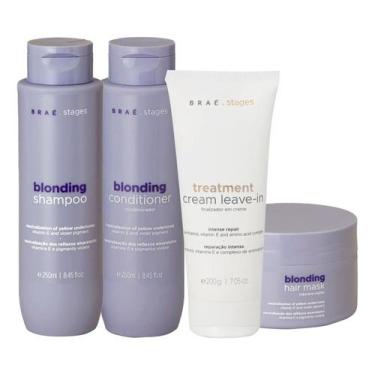 Imagem de Kit Braé Stages Blonding Shampoo, condicionador, mascara e Leave-in