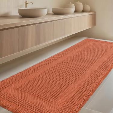 Imagem de Tapete de banheiro extra grande, tecido boêmio, moderno, absorvente antiderrapante, tapetes de banheiro ultramacios, tapetes de banho de malha laváveis na máquina com borlas para banheiro, quarto