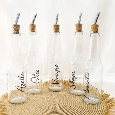 Imagem de Porta Azeite, Óleo e Vinagre  Frasco de Vidro 355ml com Bico Dosador R