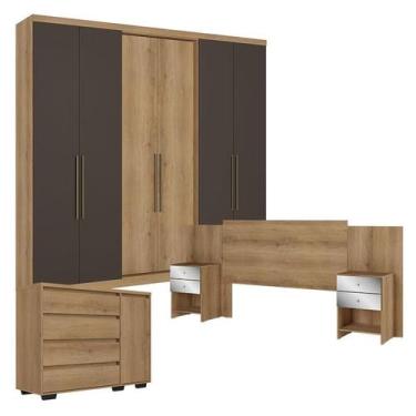 Imagem de Guarda Roupa Casal Passione Ultra 6 Portas Capuccino Cacau com Cômoda 