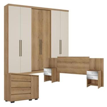 Imagem de Guarda Roupa Casal Passione Ultra 6 Portas Capuccino Off White com Côm