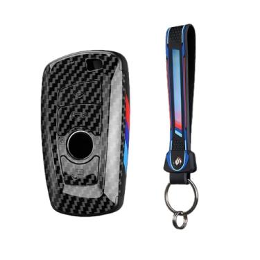 Imagem de Capa protetora de fibra de carbono para chave de carro, acessórios compatíveis com BMW 1 3 5 7 Série M3 M4 X1 X3 X4 X5 F10 F15 F18 F16 F20 F30 F25(B-carbon 01 ring)